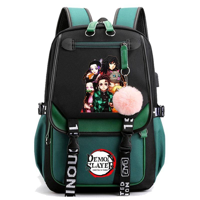 Anime Demon Slayer Rucksack für Frauen Canvas Laptoptasche Zurück zur Schultasche für Mädchen Jungen Schultasche Männer Frauen Reisetasche Mochila von Joom DACH