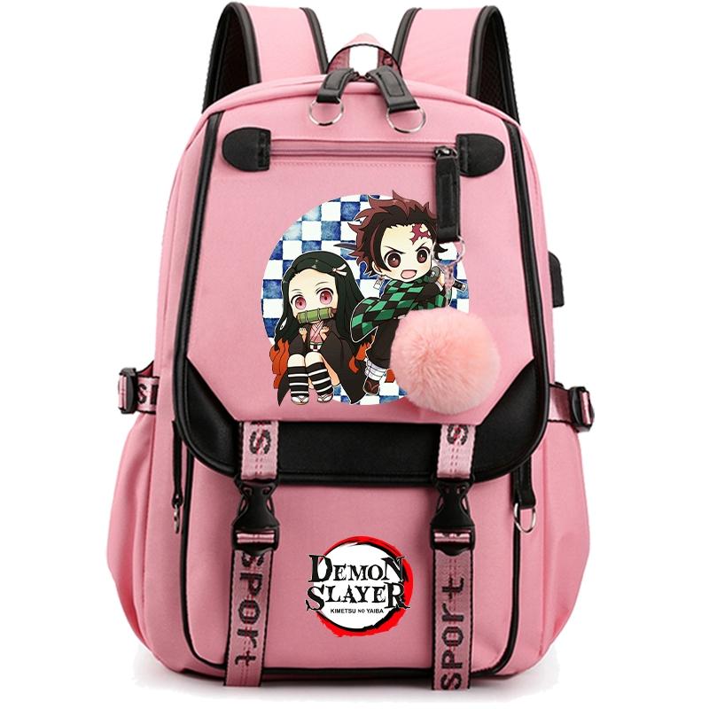 Anime Demon Slayer Rucksack für Frauen Canvas Laptoptasche Zurück zur Schultasche für Mädchen Jungen Schultasche Männer Frauen Reisetasche Mochila von Joom DACH