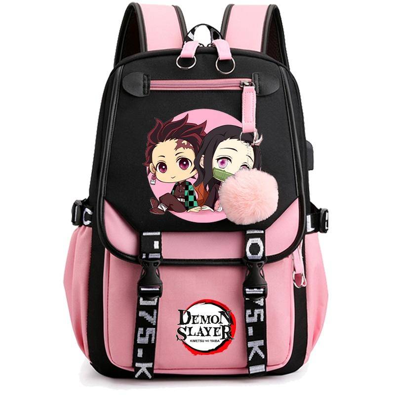 Anime Demon Slayer Rucksack für Frauen Canvas Laptoptasche Zurück zur Schultasche für Mädchen Jungen Schultasche Männer Frauen Reisetasche Mochila von Joom DACH