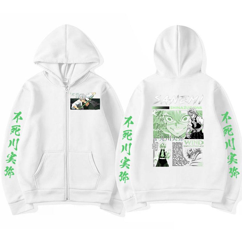 Anime Demon Slayer Zip Hoodie Shinazugawa Sanemi Männer Frauen Sweatshirt Reißverschluss Herbst Winter Plus Size Langarm Streetwear S von Joom DACH