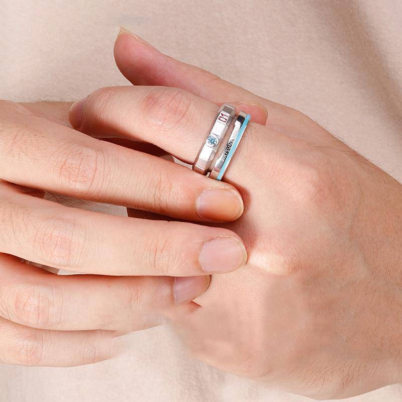 Anime Doppel Ringe mit Seil Kette Paar Liebhaber Ringe Metall Schmuck Frauen Männer Geburtstag Geschenke Cosplay Prop 9 von Joom DACH