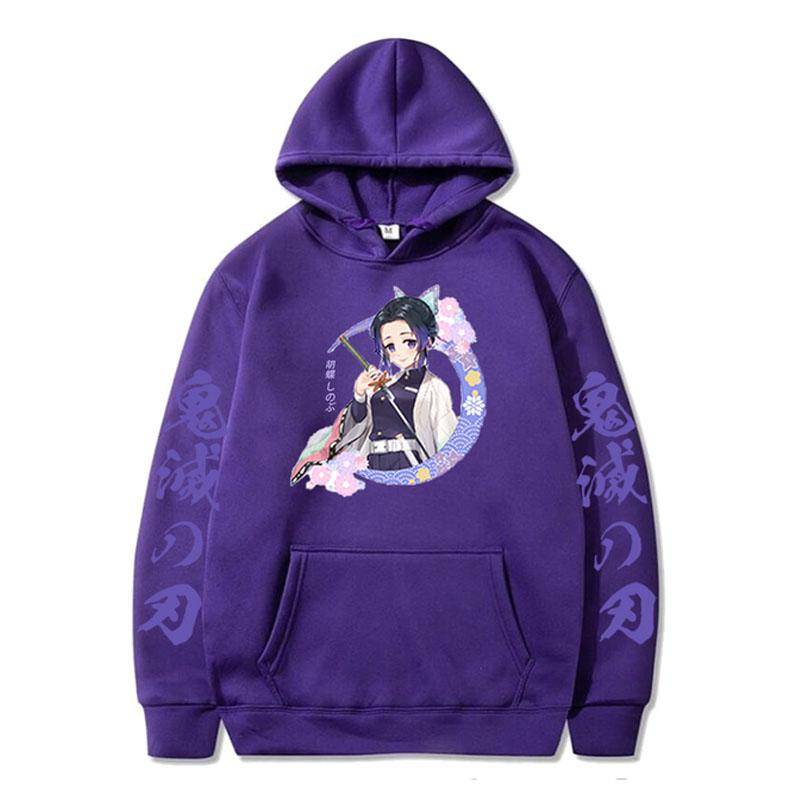 Anime Figur Demon Slayer Bedruckte Hoodies Kinder Hu Tao Man Sweatshirt Anime Cosplay Kleidung Mit Kapuze Übergroße Sweatshirts Pullover Fleece Hoodies S violett von Joom DACH