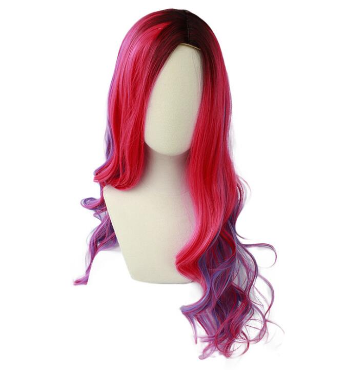 Anime Frauen Perücke Descendants 3 Audrey Perücke Mischfarben Kunsthaar Cosplay Perücken für Kinder und Erwachsene One Size rot von Joom DACH