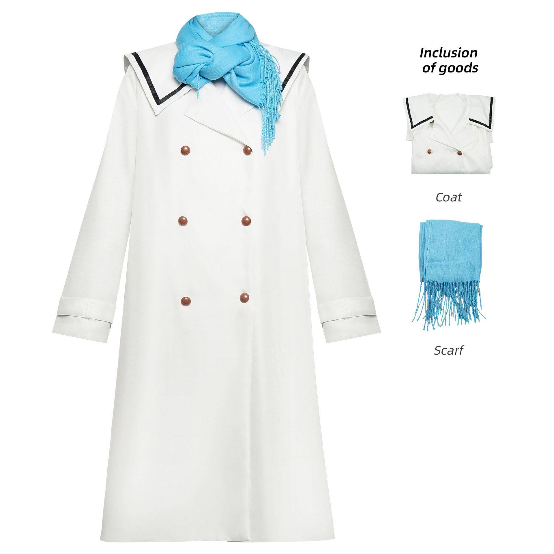 Anime Frieren Beyond Journey's End Cosplay Damen-Kostümset mit Schal, Mantel, weißer Perücke, Halloween-Party-Kleidung, Outfits s von Joom DACH