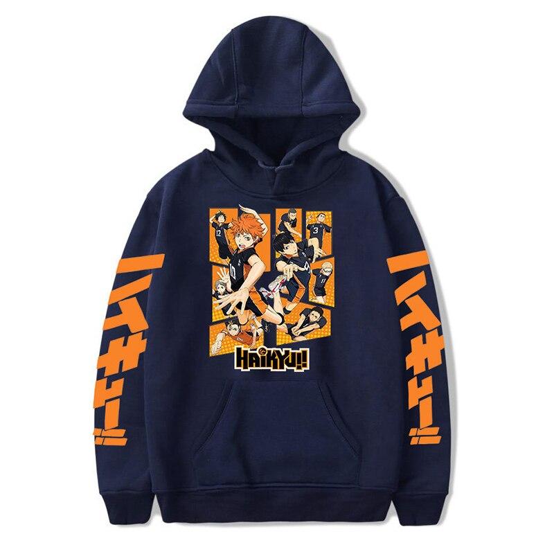 Anime Haikyuu Hoodies Sweatshirts Männer/Frauen Karasuno Fly High Grafik Streetwear Pullover Winter Warme Unisex Anime Sweatshirts L navy blau von Joom DACH