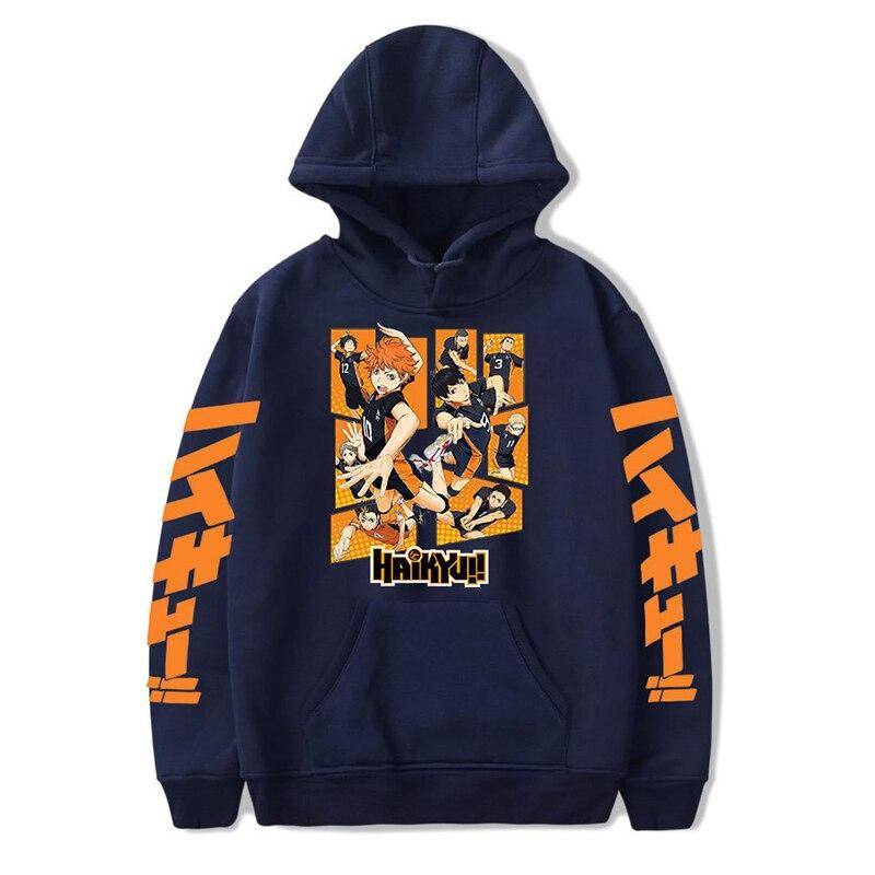 Anime Haikyuu Hoodies Sweatshirts Männer/Frauen Karasuno Fly High Grafik Streetwear Pullover Winter Warme Unisex Anime Sweatshirts L navy blau von Joom DACH