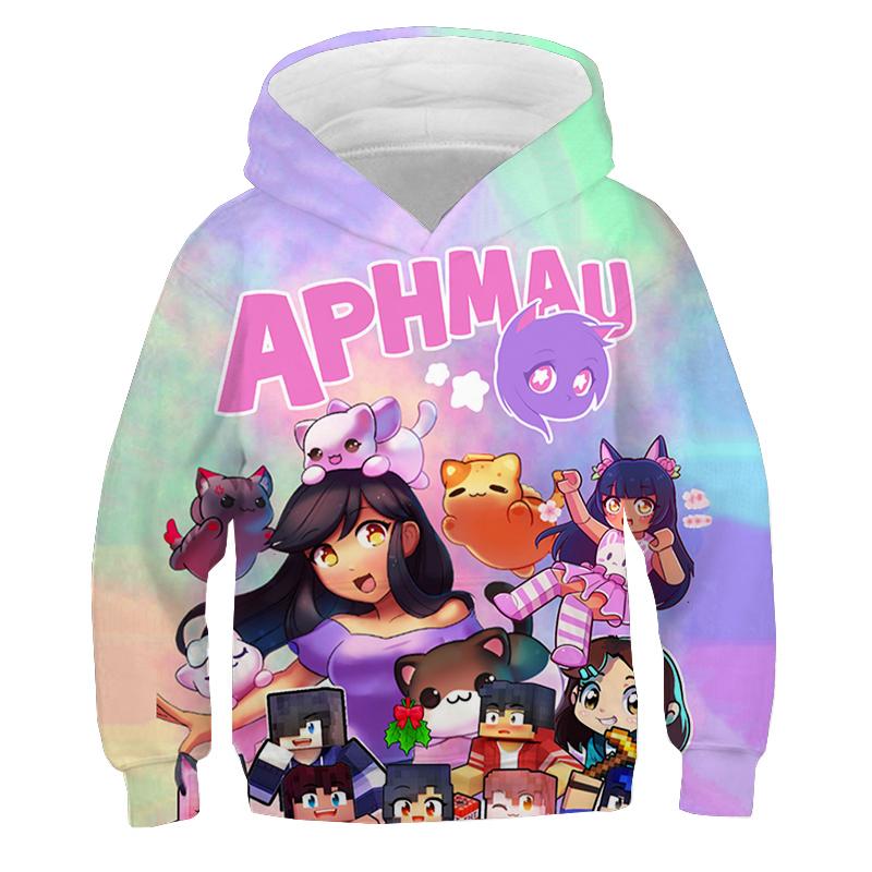 Anime Hoodie Aphmau Merch Hoodies für Mädchen Kawaii Cartoon Sweatshirts Teenager 3D Druck Pullover Kinder Kleidung Frühling S von Joom DACH