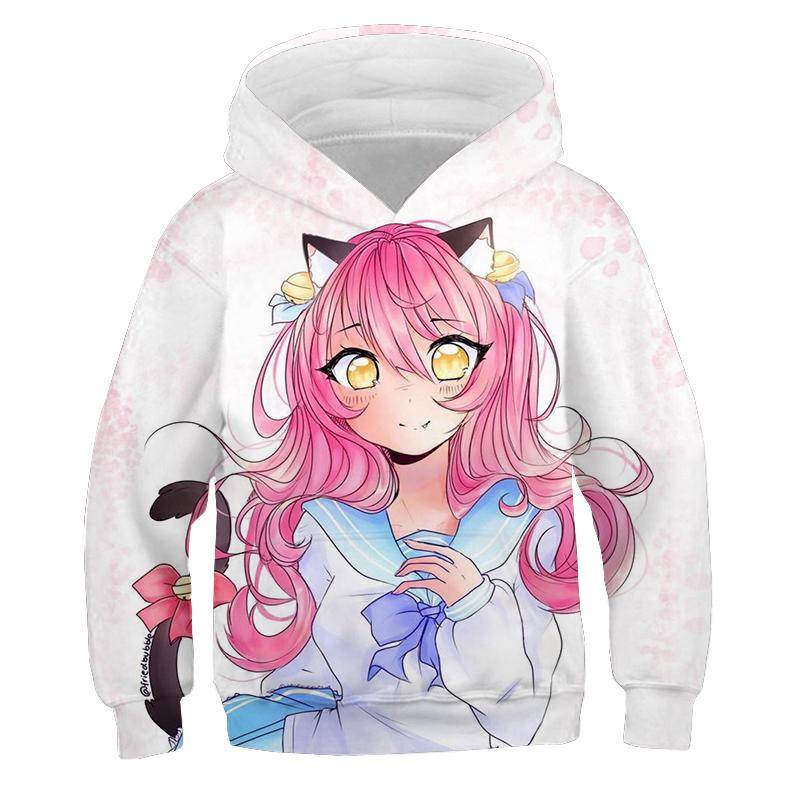 Anime Hoodie Aphmau Merch Hoodies für Mädchen Kawaii Cartoon Sweatshirts Teenager 3D Druck Pullover Kinder Kleidung Frühling S von Joom DACH