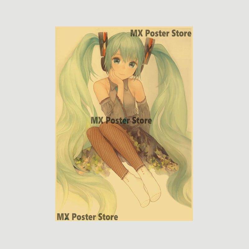 Anime Idol Cartoon Sänger Miku Poster HD Druck Kraft Papier Retro Wand Kunst Bilder Schlafzimmer Dekorative Malerei Home Decor Geschenke 30x21cm von Joom DACH