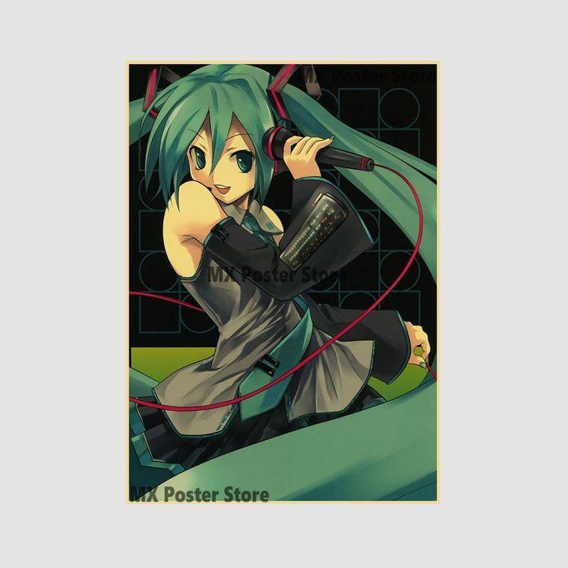 Anime Idol Cartoon Sänger Miku Poster HD Druck Kraft Papier Retro Wand Kunst Bilder Schlafzimmer Dekorative Malerei Home Decor Geschenke 42x30cm von Joom DACH