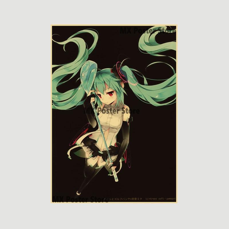 Anime Idol Cartoon Sänger Miku Poster HD Druck Kraft Papier Retro Wand Kunst Bilder Schlafzimmer Dekorative Malerei Home Decor Geschenke 42x30cm von Joom DACH