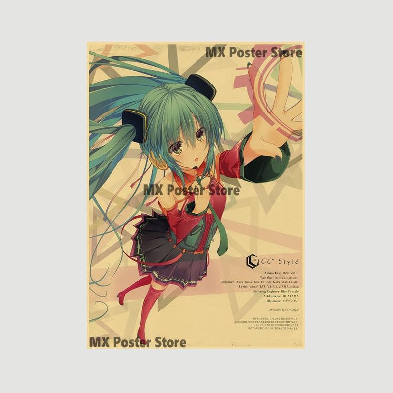 Anime Idol Cartoon Sänger Miku Poster HD Druck Kraft Papier Retro Wand Kunst Bilder Schlafzimmer Dekorative Malerei Home Decor Geschenke 42x30cm von Joom DACH