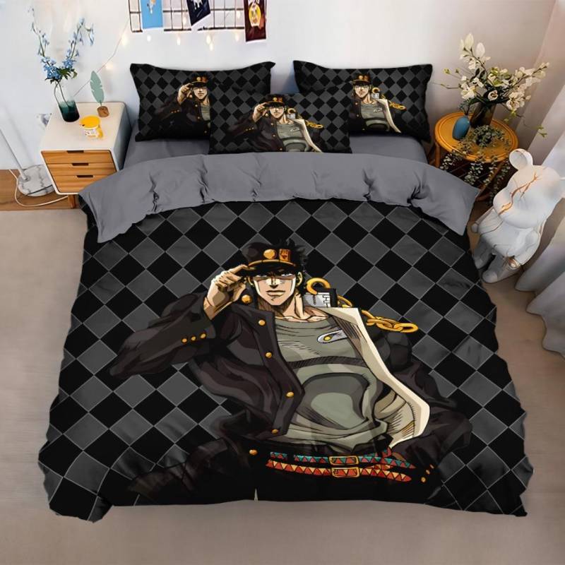 Anime JoJo Bizarre Bedding Set,Adventure Jotaro Kujo Bedding Set,JoJo Duvet Cover Pillowcase Bed Kids Adult 135x200cm 2pcs von Joom DACH