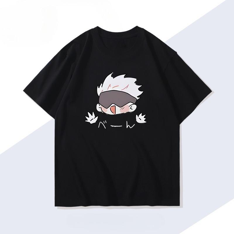 Anime Jujutsu Kaisen Gojo Satoru Cartoon T-Shirts Herren Damen Baumwolle Harajuku Hohe Qualität Tops Tees Hip Hop Streetwear Oversized S von Joom DACH