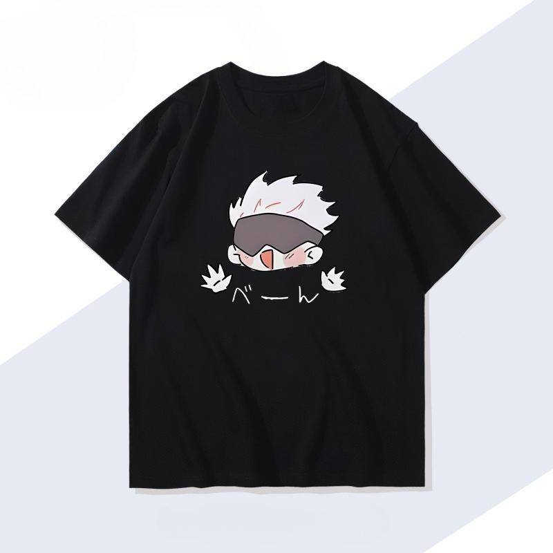 Anime Jujutsu Kaisen Gojo Satoru Cartoon T-Shirts Herren Damen Baumwolle Harajuku Hohe Qualität Tops Tees Hip Hop Streetwear Oversized S von Joom DACH