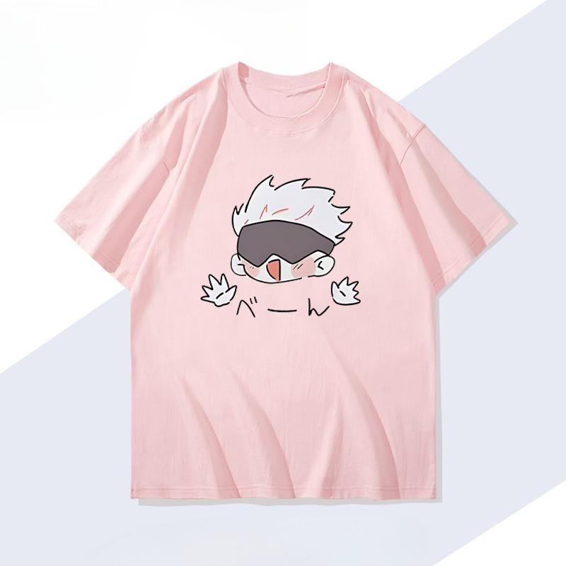Anime Jujutsu Kaisen Gojo Satoru Cartoon T-Shirts Herren Damen Baumwolle Harajuku Hohe Qualität Tops Tees Hip Hop Streetwear Oversized S von Joom DACH