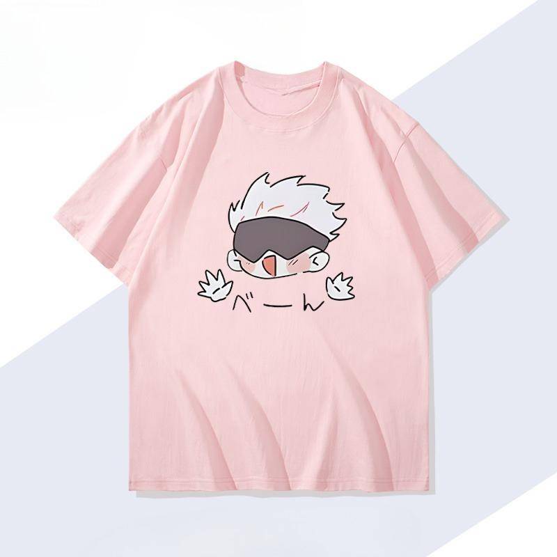 Anime Jujutsu Kaisen Gojo Satoru Cartoon T-Shirts Herren Damen Baumwolle Harajuku Hohe Qualität Tops Tees Hip Hop Streetwear Oversized S von Joom DACH