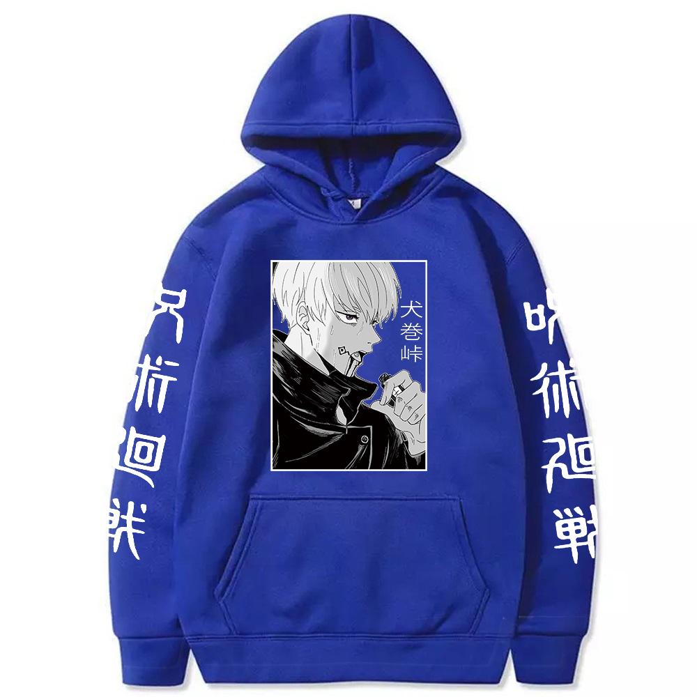 Anime Jujutsu Kaisen Inumaki Toge Grafikdruck Kapuzenpullover Herren Damen Beliebte Hoodies Übergröße Streetwear Harajuku Herren Sweatshirt M blau von Joom DACH