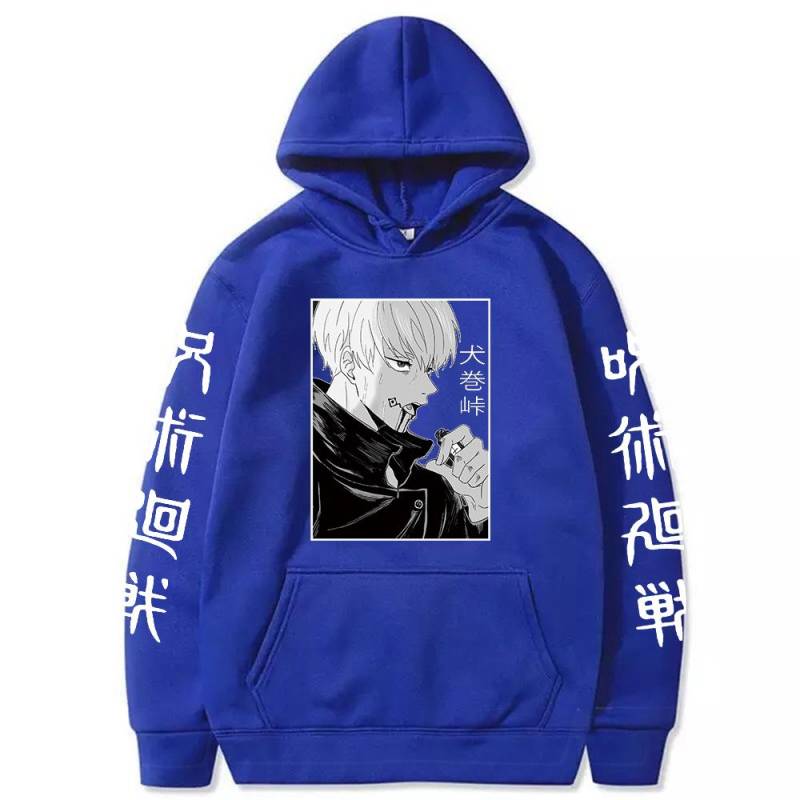 Anime Jujutsu Kaisen Inumaki Toge Grafikdruck Kapuzenpullover Herren Damen Beliebte Hoodies Übergröße Streetwear Harajuku Herren Sweatshirt M blau von Joom DACH