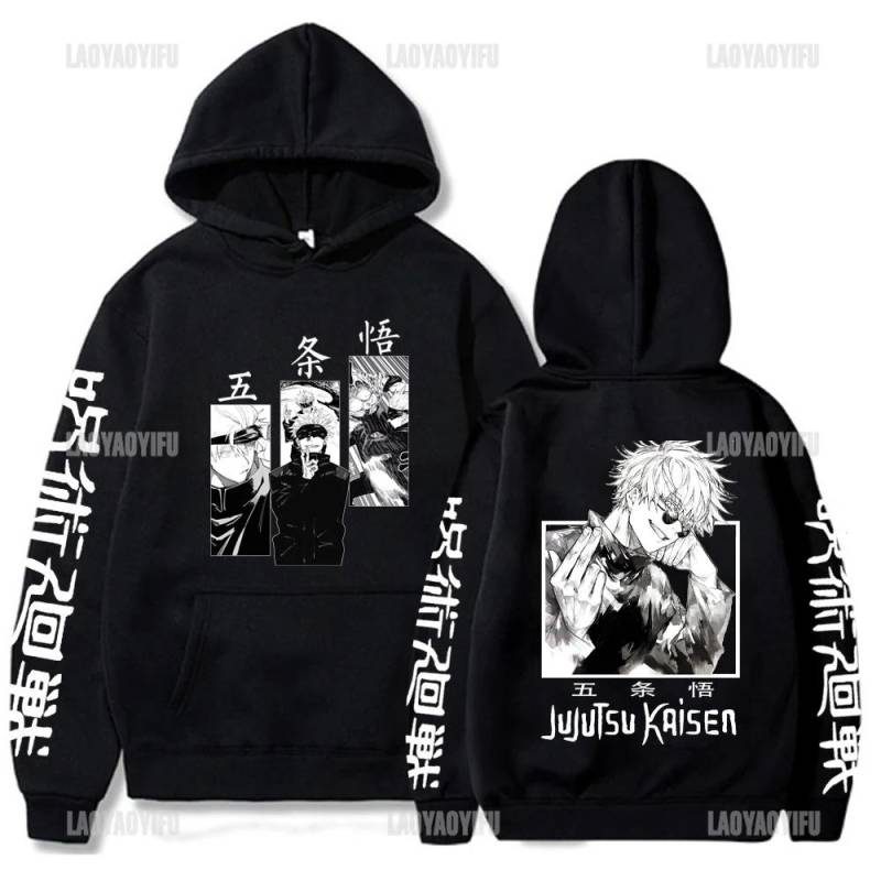 Anime Jujutsu Kaisen Wintersport Damen Hoodies Satoru Gojo Pullover Lockeres Sweatshirt Unisex Herbst Fleece Lässige Streetwear M schwarz von Joom DACH