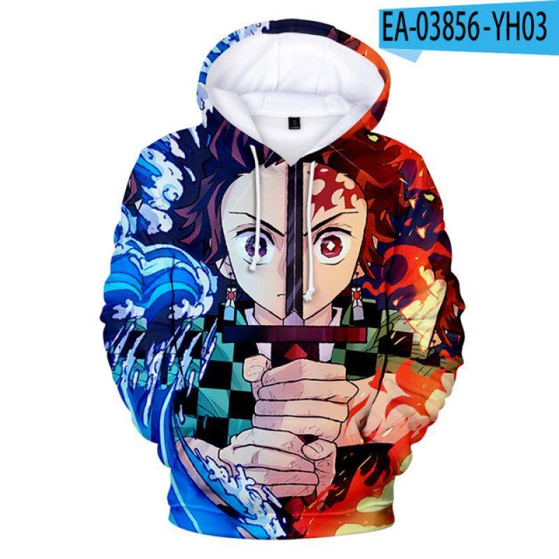 Anime Kapuzenpullover Demon Slayer Herren Kapuzenpullover Druck Doppelfarbig Kapuzenpullover Unisex Sweatshirt Harajuku Cartoon Freizeit Tops L von Joom DACH