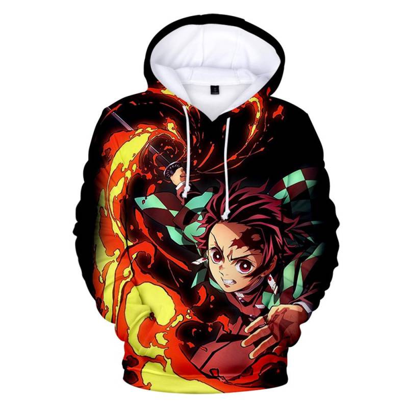 Anime Kapuzenpullover Demon Slayer Herren Kapuzenpullover Druck Doppelfarbig Kapuzenpullover Unisex Sweatshirt Harajuku Cartoon Freizeit Tops S von Joom DACH