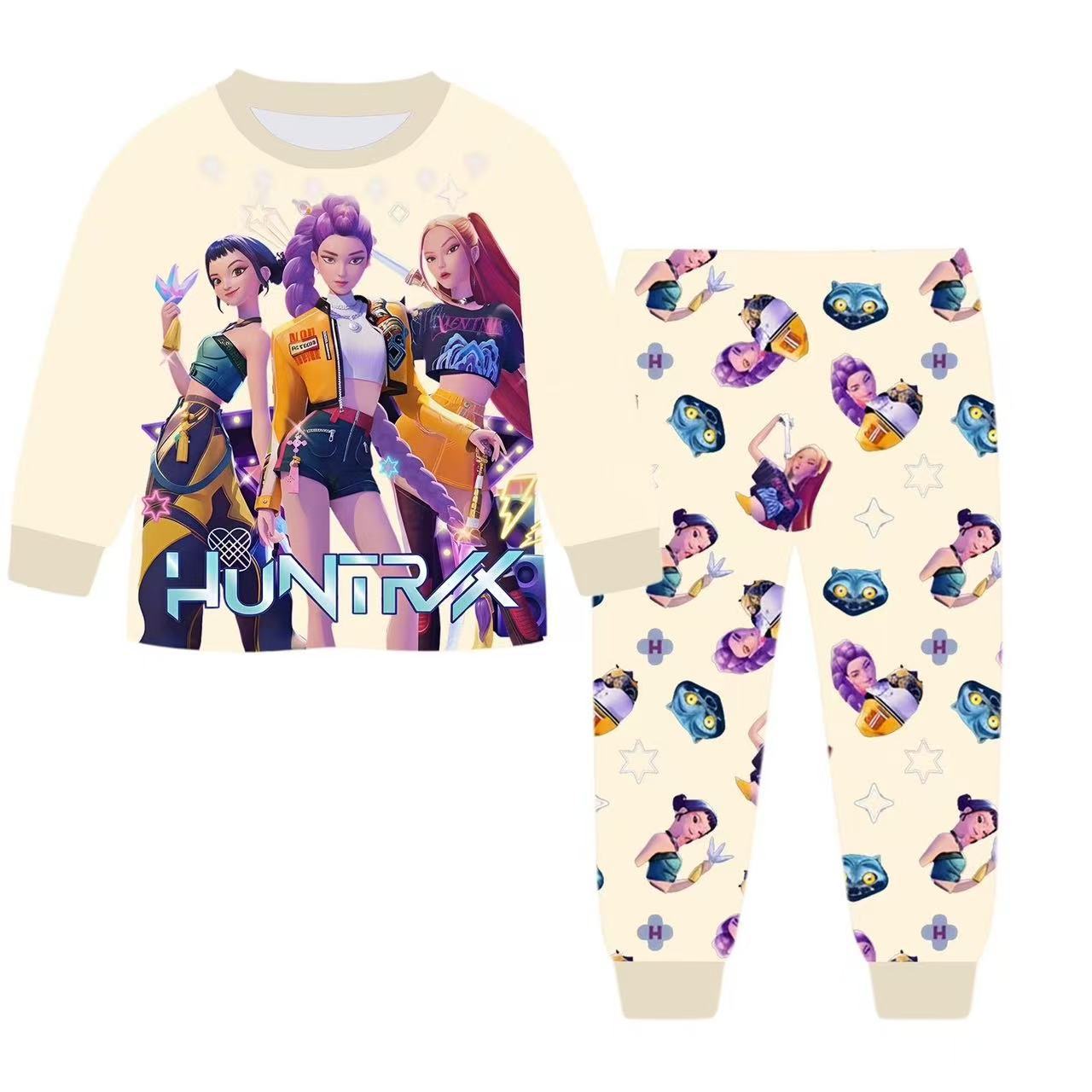 Anime Kpop Dämonenjäger Zoey Kostüm Herbst Pyjamas für Kinderbekleidung 3-14 Jahre Kinder Huntrix Rumi Mädchen T-Shirt Hosen Sets 100cm( 1-2Years) weiß von Joom DACH