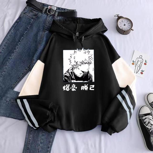 Anime My Hero Academia Katsuki Bakugo Bedruckte Kapuzenjacke für Herren und Damen, Patchwork-Hoodies, Übergröße, Streetwear, Harajuku, Herren-Sweatshirt M schwarz von Joom DACH