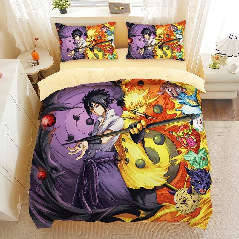 Anime Naruto Naruto Bettbezug Kissenbezug Einzelbett Schlafzimmer Dekoration Zuhause Kinder Bettwäsche-Set 135x200cm Junge Mädchen Geschenk 240x220cm von Joom DACH