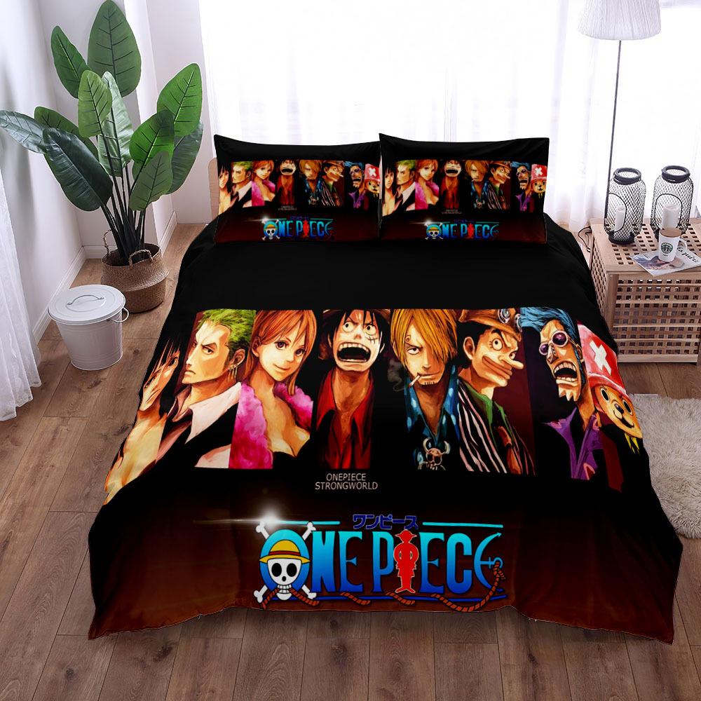 Anime O-Ones Pieces Bettwäscheset Japanisch Luffys Bettbezug Kissenbezug für Kinder Jungen Geschenk Einzelgröße Queen-Size King-Size 100x135cm-2pcs von Joom DACH