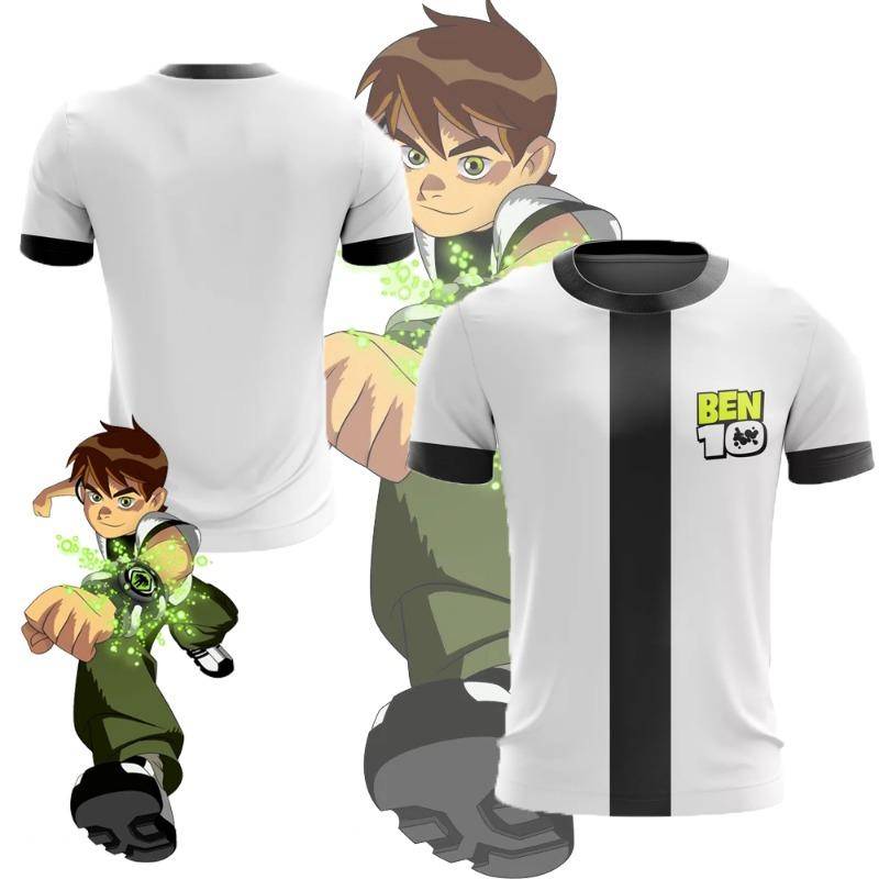 Anime Omnitrix Ben10 Cosplay T-Shirts 3D Ben Tennyson Druck Kinder Cartoon T-Shirt Sommer Herren Damen Harajuku Kurzarm Top S von Joom DACH