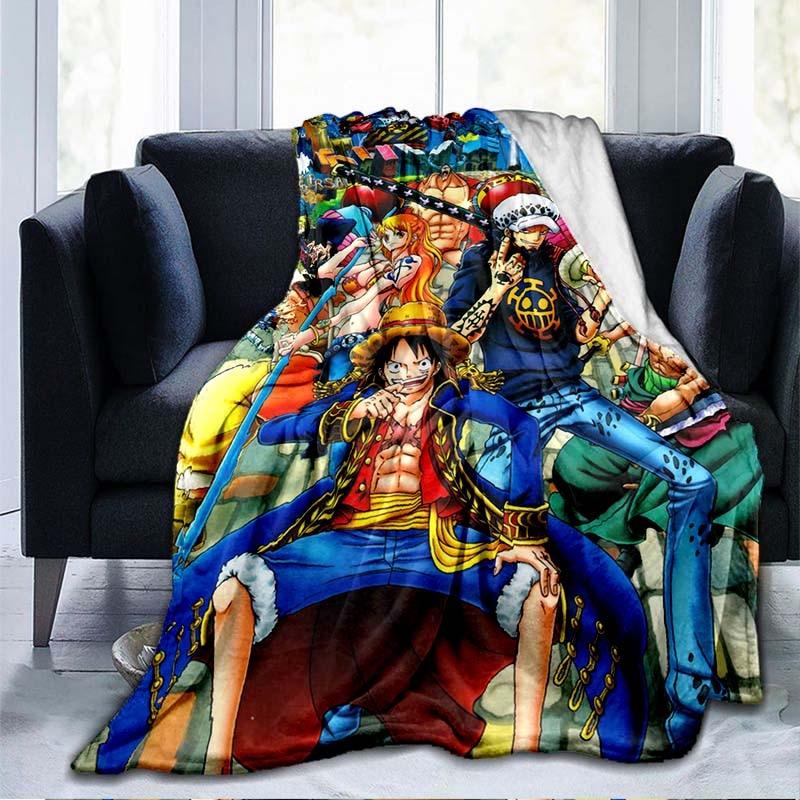 Anime One Piece 3D-gedruckte Flanelldecke, Couch-Bettbezug, Reise-Kind-Bettwäsche, Plüsch-Überwurf, Flanelldecke 150x200cm von Joom DACH