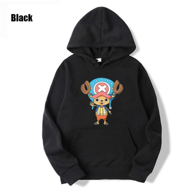 Anime One Piece Tony Tony Chopper Bedruckter Hoodie Männer Frauen Anime Hoodie Langarm Fleece Pullover Herbst Winter Sweatshirt 3XL schwarz von Joom DACH