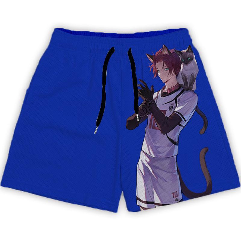 Anime-Shorts für Herren und Damen, Blue Lock, 3D-gedruckte Gym-Shorts, lässige Mesh-Shorts, schnell trocknend, kurze Hosen für tägliches Joggen, Fitness, Sommer, Unisex L von Joom DACH