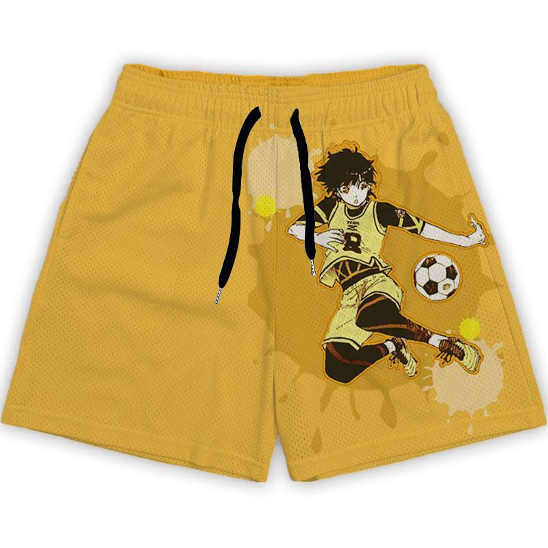 Anime-Shorts für Herren und Damen, Blue Lock, 3D-gedruckte Gym-Shorts, lässige Mesh-Shorts, schnell trocknend, kurze Hosen für tägliches Joggen, Fitness, Sommer, Unisex L von Joom DACH