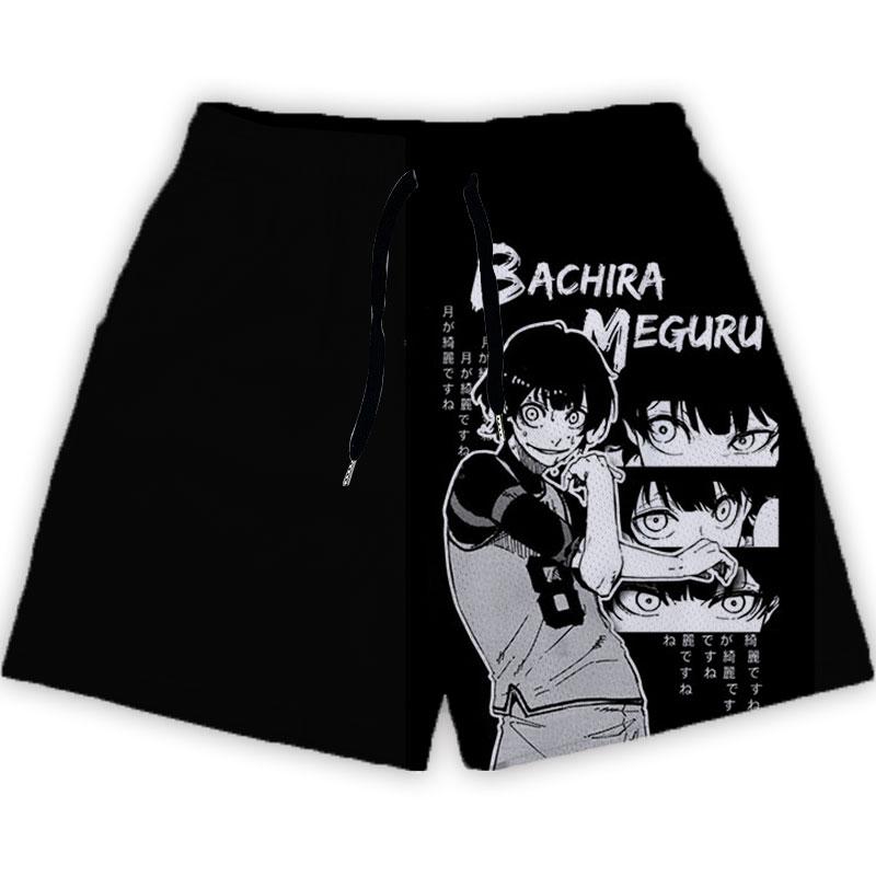 Anime-Shorts für Herren und Damen, Blue Lock, 3D-gedruckte Gym-Shorts, lässige Mesh-Shorts, schnell trocknend, kurze Hosen für tägliches Joggen, Fitness, Sommer, Unisex M von Joom DACH