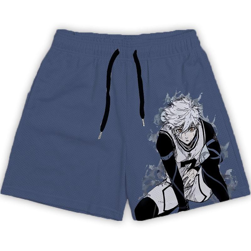 Anime-Shorts für Herren und Damen, Blue Lock, 3D-gedruckte Gym-Shorts, lässige Mesh-Shorts, schnell trocknend, kurze Hosen für tägliches Joggen, Fitness, Sommer, Unisex S von Joom DACH