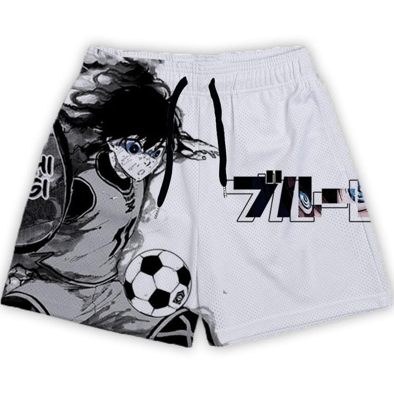 Anime-Shorts für Herren und Damen, Blue Lock, 3D-gedruckte Gym-Shorts, lässige Mesh-Shorts, schnell trocknend, kurze Hosen für tägliches Joggen, Fitness, Sommer, Unisex S von Joom DACH