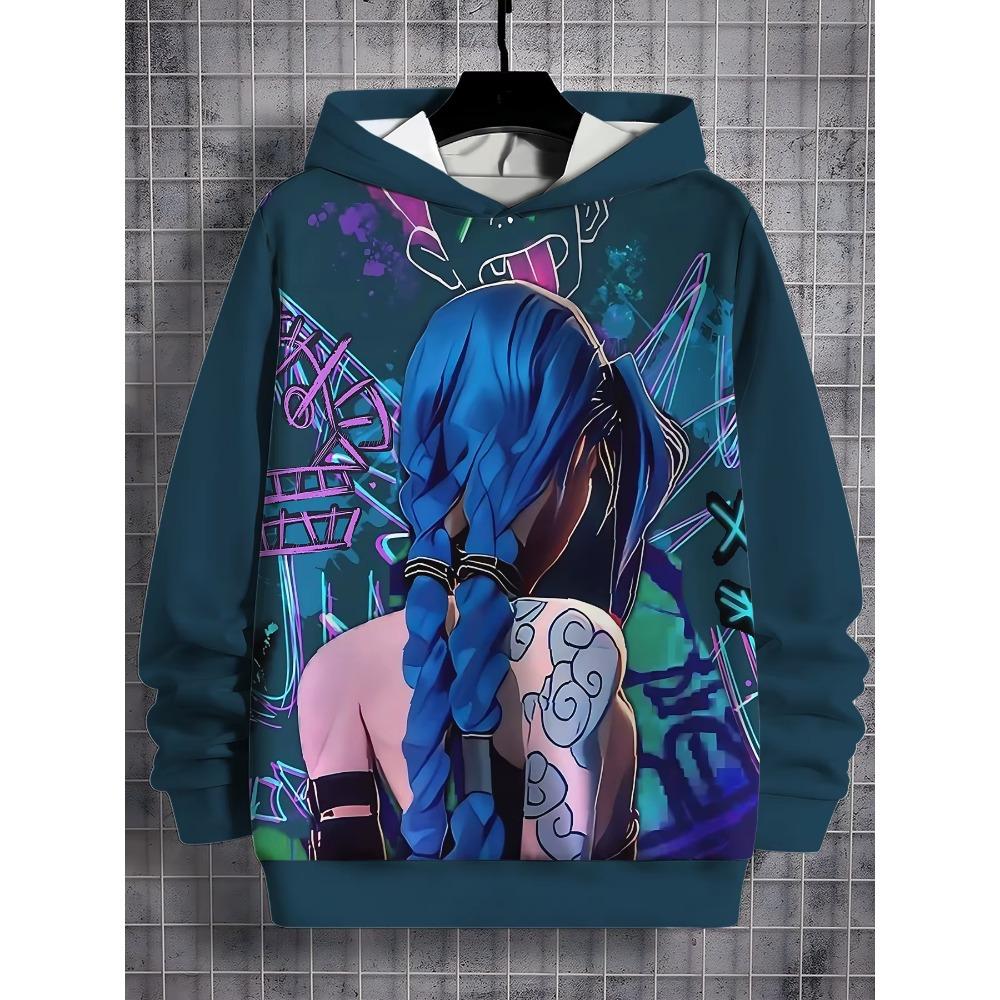 Anime Spiel Arcane Jinx 3D-Druck Hoodies Herren Damen Mode Hoodie Sweatshirt Damen Sweatshirts Unisex Trainingsanzug Pullover Kleidung Lol 5XL von Joom DACH