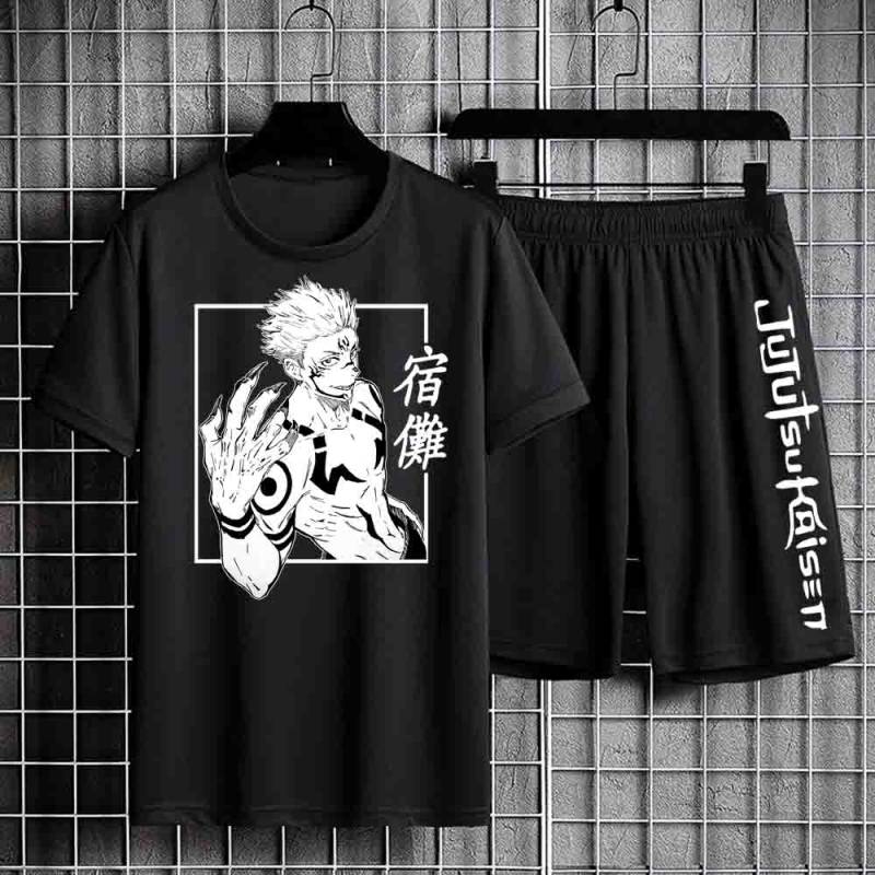 Anime T-shirt Unisex Jogginghose Männlichen Jujutsu Kaisen Set Anime Short-set Kurzarm Sets Streetwear Kleidung für Männer L von Joom DACH