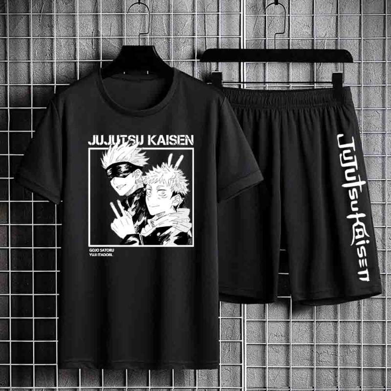 Anime T-shirt Unisex Jogginghose Männlichen Jujutsu Kaisen Set Anime Short-set Kurzarm Sets Streetwear Kleidung für Männer L von Joom DACH