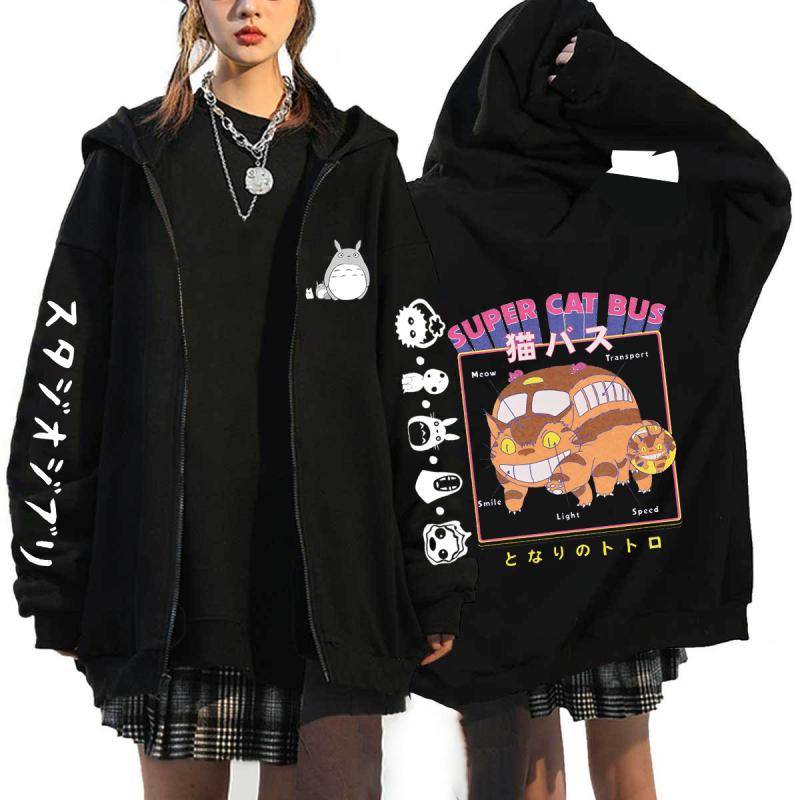 Anime Totoro Sweatshirts Männer und Frauen Reißverschlussjacken Kapuzenpullover Lässiger Hip-Hop-Kapuzenpullover mit Reißverschluss S von Joom DACH