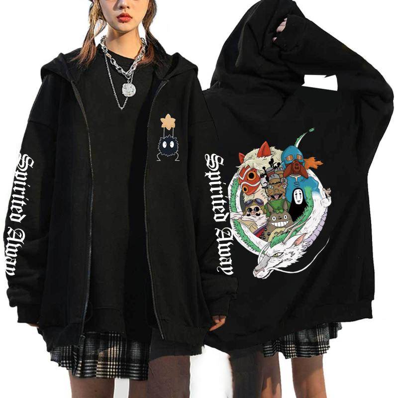 Anime Totoro Sweatshirts Männer und Frauen Reißverschlussjacken Kapuzenpullover Lässiger Hip-Hop-Kapuzenpullover mit Reißverschluss XXXL von Joom DACH