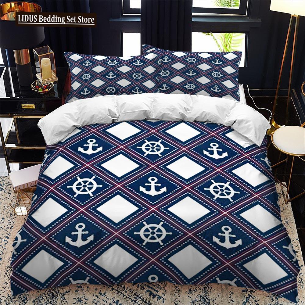 Anker Bettbezug Set King Queen Full Size Marine Thema Kunst Dekoratives Polyester Bettwäsche Set Mit Kissenbezug Für Kinder Jungen Teenager EU single(135x200cm) von Joom DACH