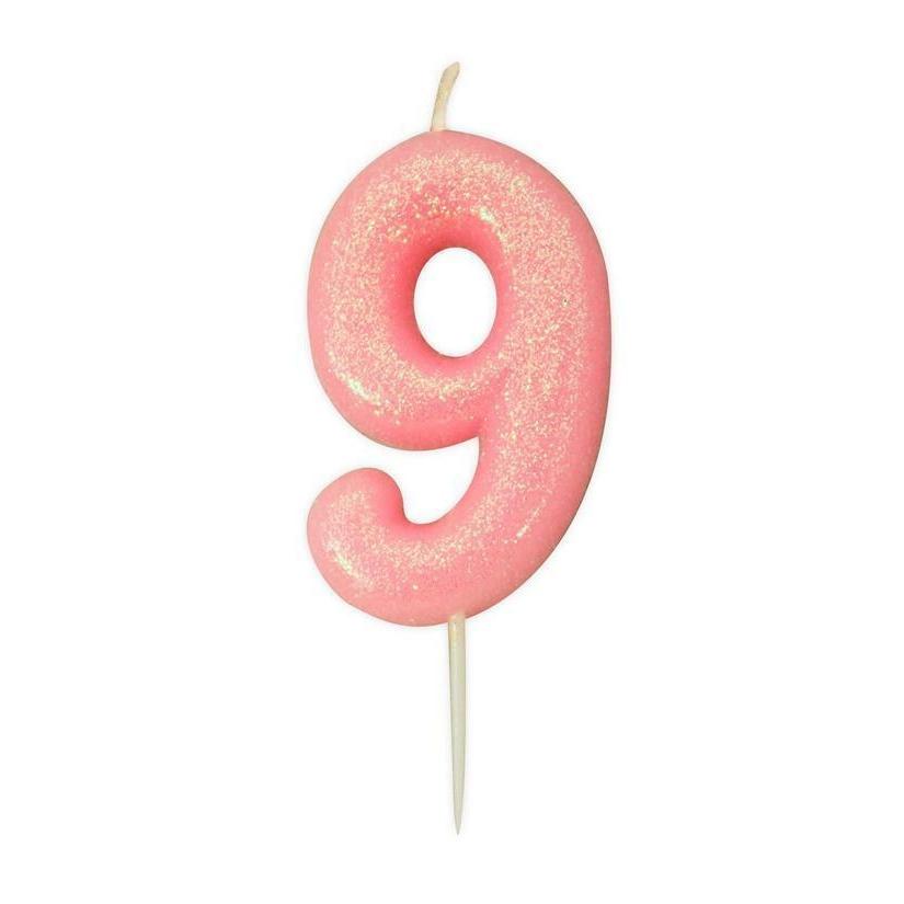 Anniversary House Glitzernde Kerze zum 9. Geburtstag One Size rosa von Joom DACH