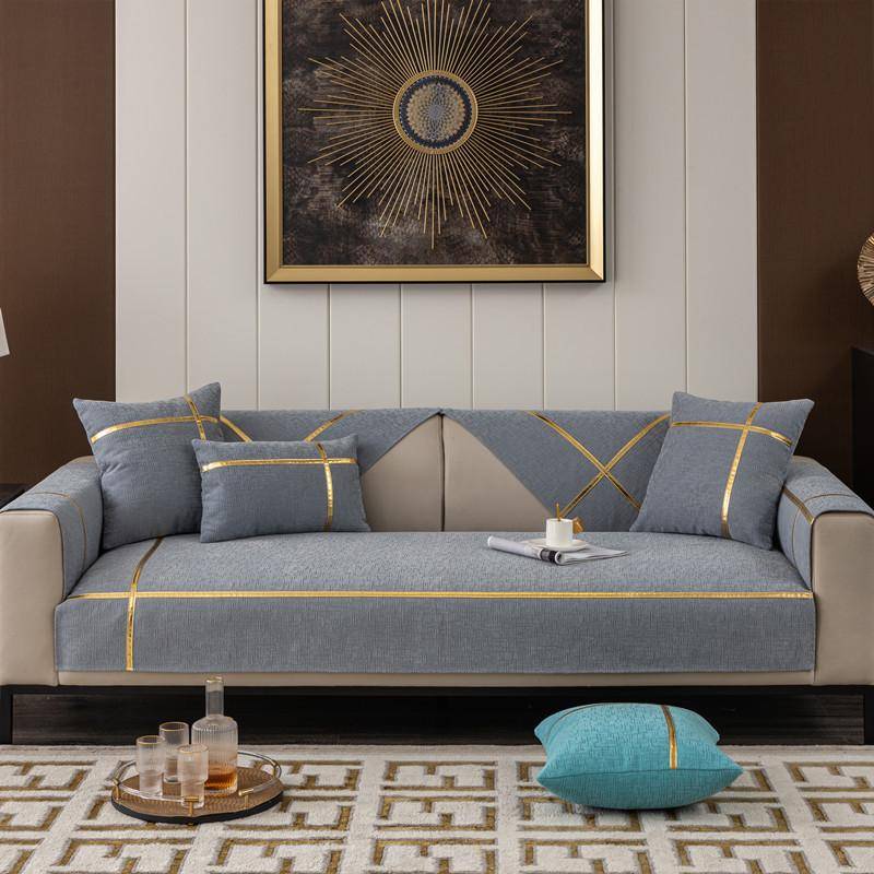Anpassbare Größe Sofabezug Phnom Penh Jacquard Sofarückseite Handtuch Wohnzimmer Anti-Rutsch-Sofakissenbezug Möbelschutz 70x70cm 1pcs grau von Joom DACH