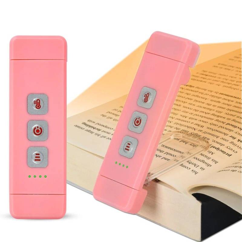 Ansteckbares Lesezeichen-Buchlicht mit Timer, wiederaufladbares USB-Leselicht, Mini-LED-Leselicht, tragbares Nachttischlicht, Leselampe rosa von Joom DACH