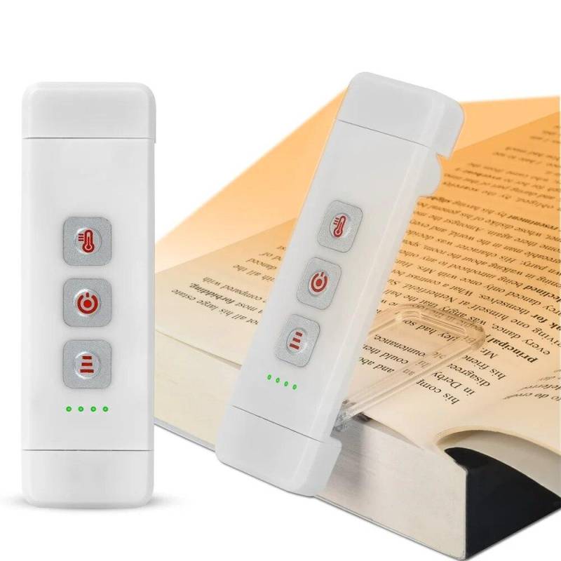 Ansteckbares Lesezeichen-Buchlicht mit Timer, wiederaufladbares USB-Leselicht, Mini-LED-Leselicht, tragbares Nachttischlicht, Leselampe weiß von Joom DACH