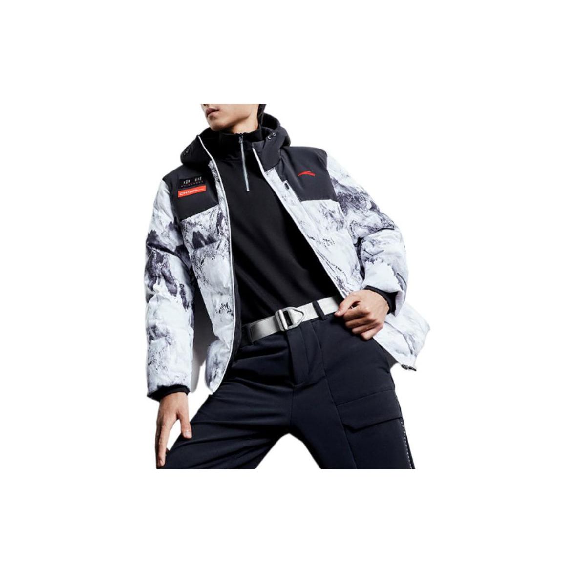 Anta Comprehensive Training Series Vollflächig bedruckte Logo Kapuzen-Daunenjacke Herren Oberbekleidung Reinweiß 152247919-4 S von Joom DACH