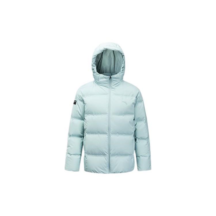 Anta Einfarbige Daunenjacke mit Logo-Print und Reißverschluss und Kapuze für Herren, Oberbekleidung, Blau, 952247912-1 L von Joom DACH